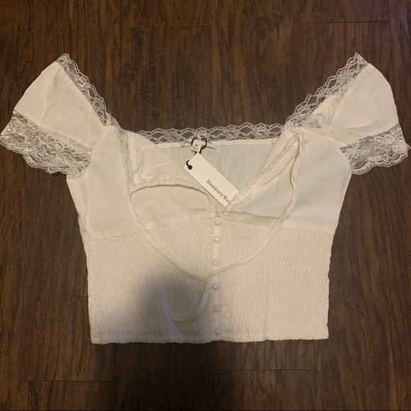 Newbury Kustom Tops - White smocked crop top